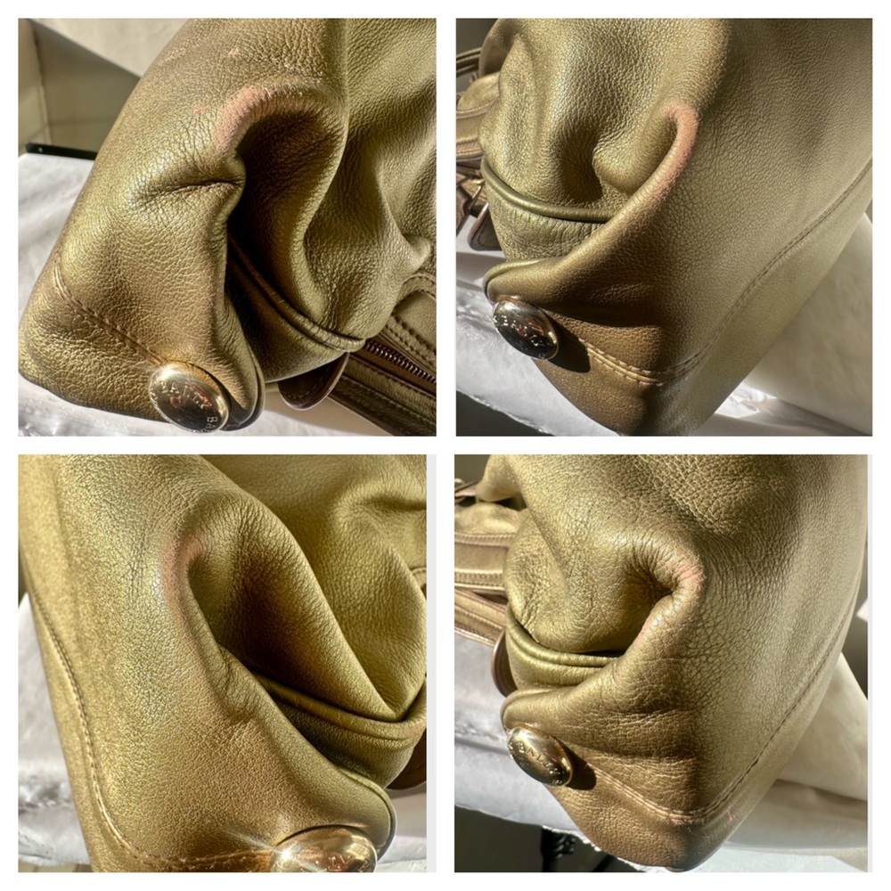 BALLY Lailan Metallic Gold Leather Satchel Made In Italy - Picture 6 of 13